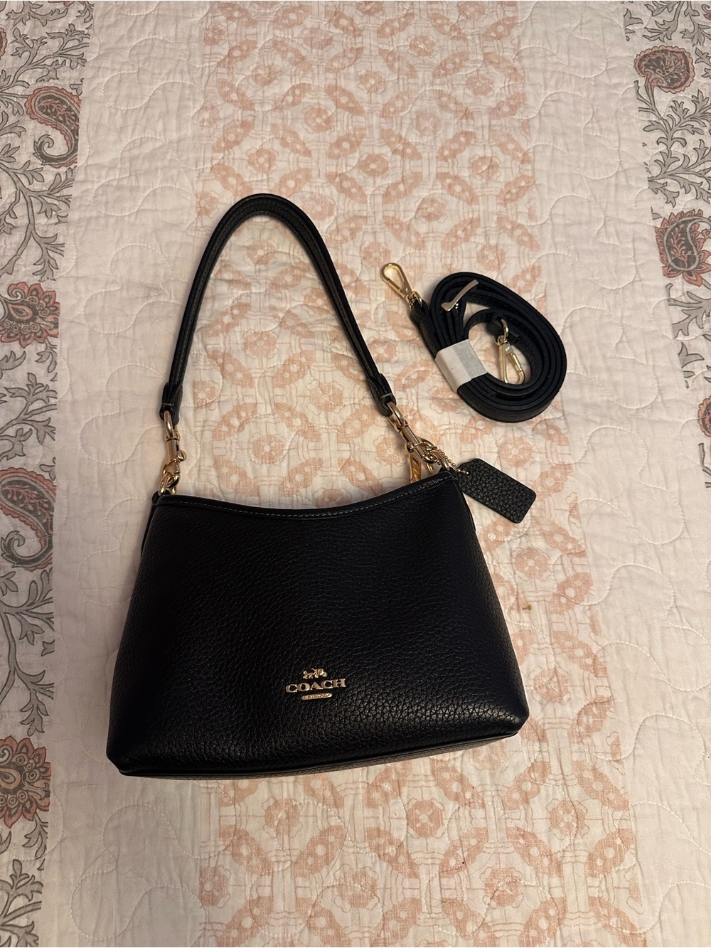 Coach Black Pebbled Leather Laurel Small Shoulder Bag with Gold Hardware - Picture 4 of 6